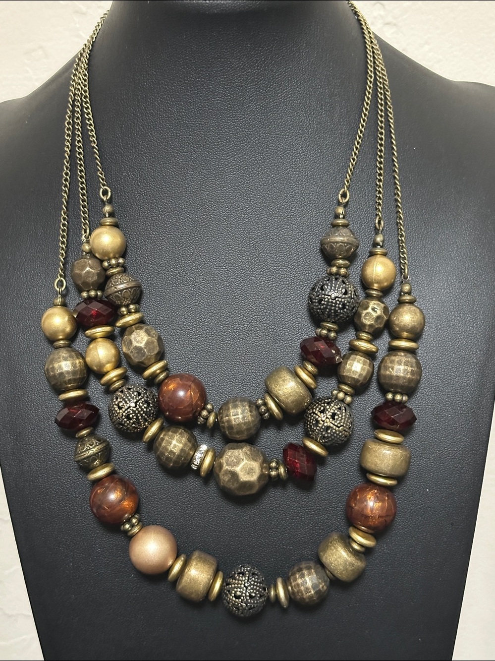 Cookie Lee 3 Strand Statement Necklace